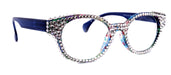 Autumn, (Bling) Reading Glasses For Women W (Full Crystals) Genuine European Crystals Round Frame (Blue, Purple Floral) NY Fifth Avenue