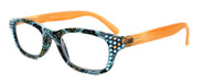 Vera, (Bling) Reading Glasses For Women w (Aquamarine, L. Colorado) (Yellow, Blue) Paisley. NY Fifth Avenue. (Small Frame)