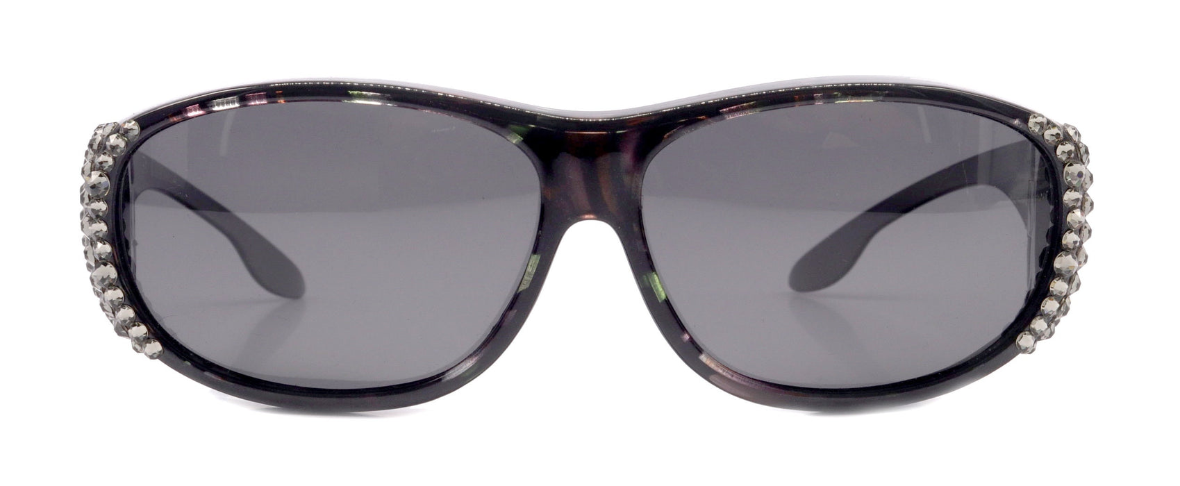 Explorer, (Bling) (Fit Over) Glasses W (Black Diamond) Genuine European Crystals, Polarized Sunglasses 1.1mm (Smoke Grey) NY Fifth Avenue