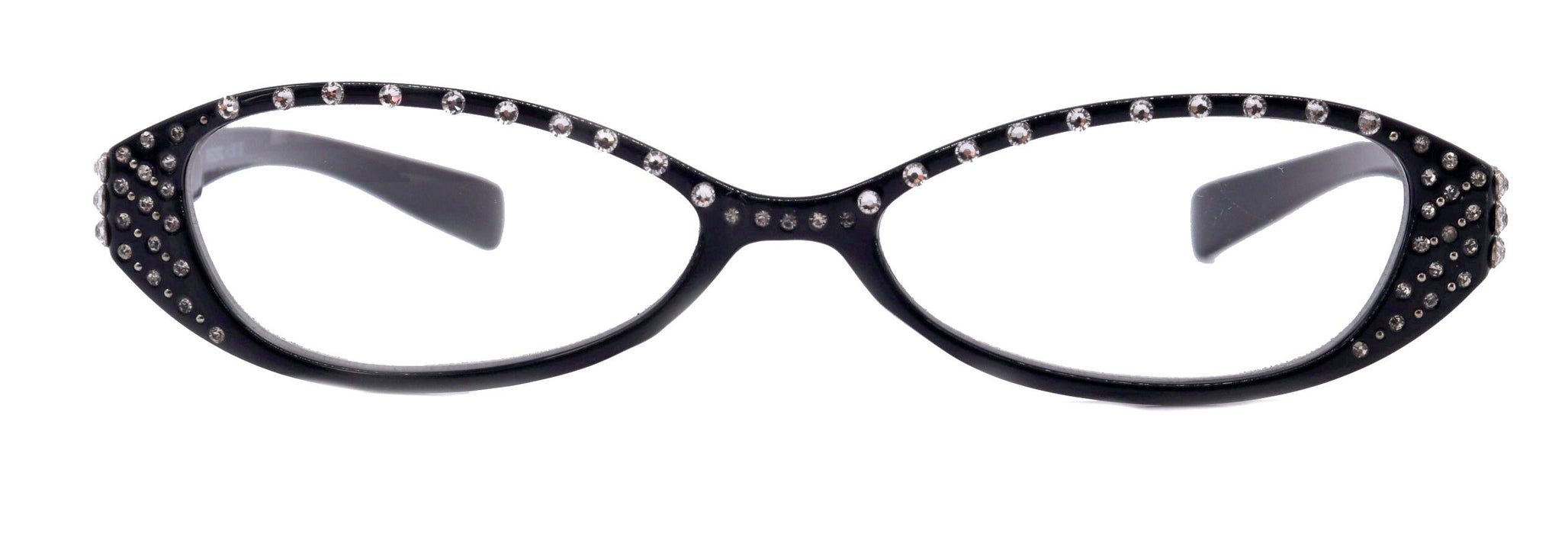 Lucky, (Bling) Women Reading Glasses W (Clear) Genuine European Crystals, Magnifying, Cat Eyes (Black) Cat eye NY Fifth Avenue