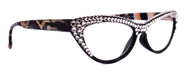 The Lynx, (Bling) Reading Glasses 4 Women W 2x (Full Top) (Clear) Genuine European Crystals, Magnifying Cat Eye NY Fifth Avenue