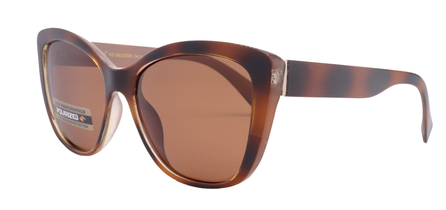 Avery, (Polarized) Women Sunglasses, 1.1mm Polarized Amber Lenses, 100% UVA UVB Protection (Stripes, Brown) (Cat Eye) Trendy NY Fifth Avenue
