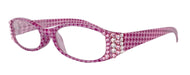 The Scottish, (Bling) Reading Glasses Embellished w (Rose, Clear) (Hounds Tooth Check) Rectangular (Pink) NY Fifth Avenue