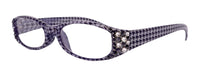 The Scottish, (Bling) Reading Glasses with (Clear, Hematite) (Hounds Tooth Check) Rectangular (Black) NY Fifth Avenue