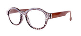 The Alchemist, (Bling) Round Women Reading Glasses W (Full TOP) (Clear) Genuine European Crystals (Hound tooth, Brown) NY Fifth Avenue