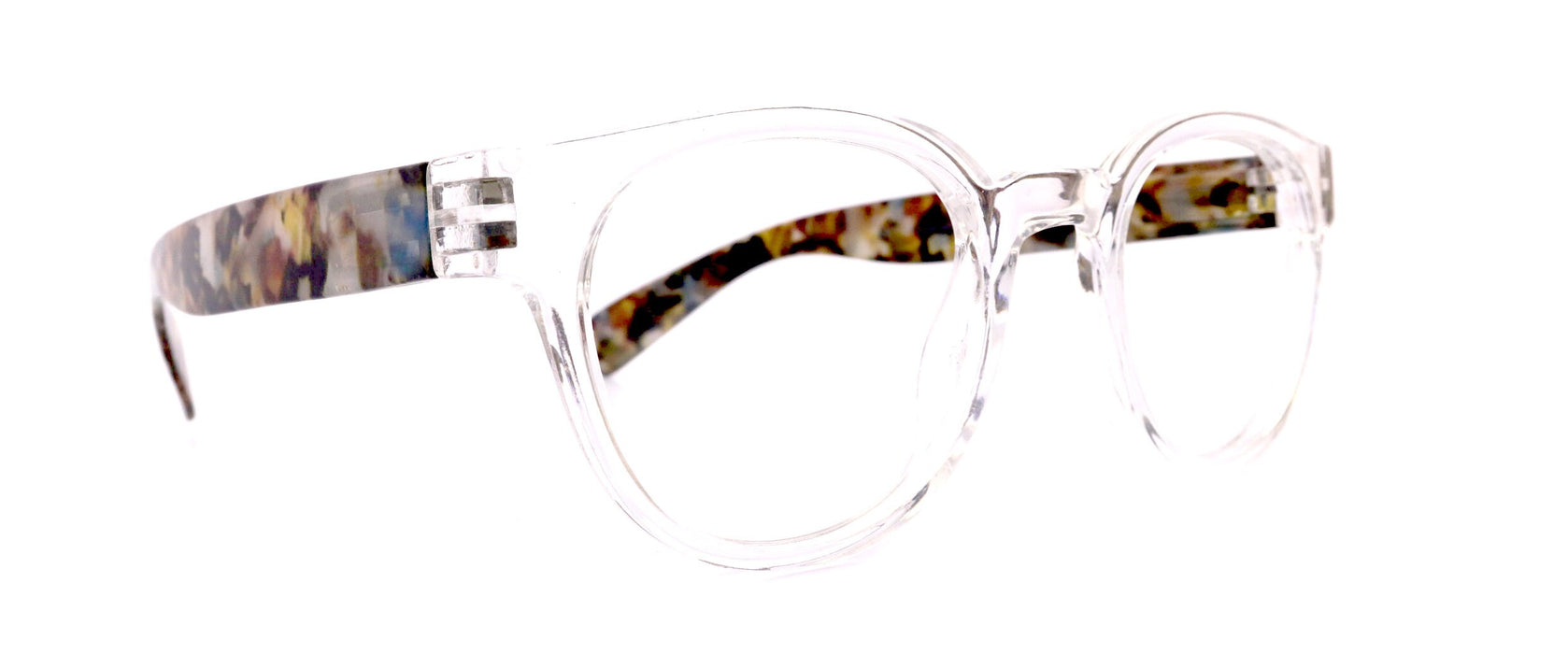 Fuji, (Blue Light Glasses) (60% Anti Blue Light Ray Protection) Men, Women, Anti Eyestrain, L. Amber Lens, 4 All Screen Types, Clear Round