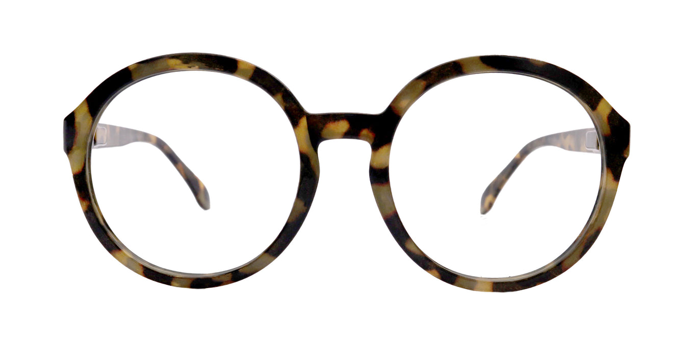 Jackie O, (Premium) Women Reading Glasses, High End Readers (Leopard) (Oversize Large Round) Magnifying Eyeglasses, Optical, NY Fifth Avenue