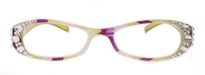 Dashing Stripes, (Bling) Women Reading Glasses W (Lime Green, purple) Oval. NY Fifth Avenue