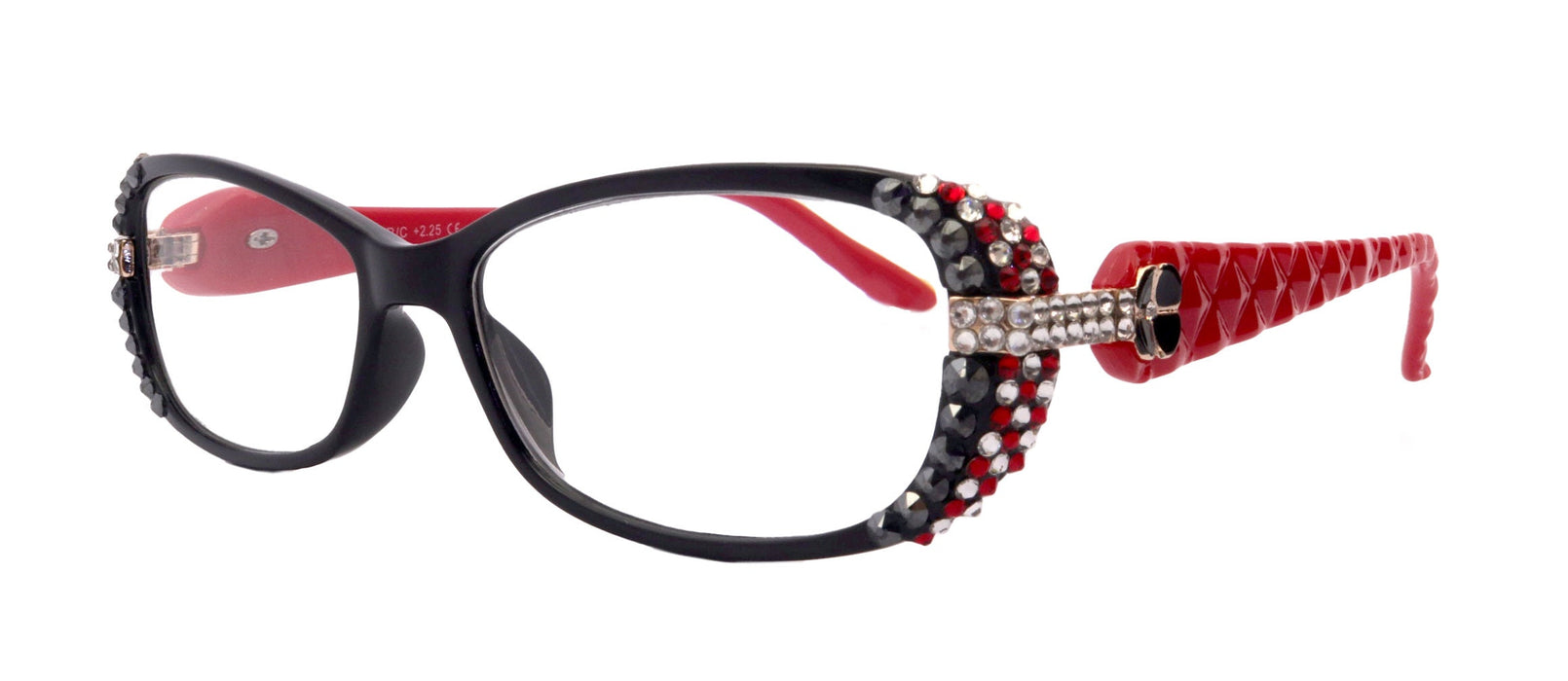Glamour Quilted, (Bling) Reading Glasses For Women W (Hematite, Clear, siam) Genuine European Crystals(Red, Black) NY fifth avenue