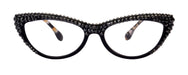The Lynx, (Bling) Reading Glasses 4 Women W 2x (Full Top) (Hematite) Genuine European Crystals, Magnifying Cat Eye NY Fifth Avenue