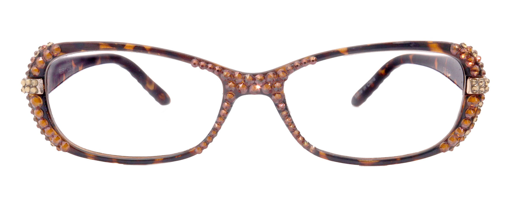 Glamour Quilted, (Bling) Women Reading Glasses W (Front, Sides) (Light Colorado, copper ) Genuine European Crystals NY Fifth Avenue