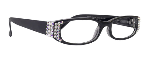 Elise, Bling Reading Glasses For Women W (Clear)Genuine European Crystals rectangular (Black) +1.25 ..+3, NY Fifth Avenue.