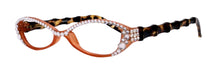 Lucky, Bling Reading Glasses, High End Readers +1.25 +1.50 +1.75 .. +3 Cat Eye. Bamboo Temple. (Orange) Optical Frames NY Fifth Avenue.