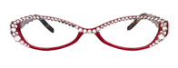 Lucky, Bling Reading Glasses, High End Readers +1.25 +1.50 +1.75 .. +3 Cat Eye. Bamboo Temple. (Red) Optical Frames NY Fifth Avenue.