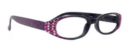 Isabella, (Bling) Reading Glasses Women W (Fuchsia, Pink) Genuine European Crystals (Purple Floral Print) NY Fifth Avenue (Wide Frame)
