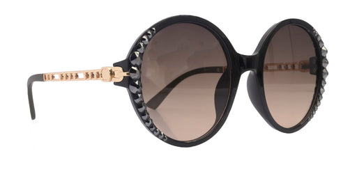 JESSIE, Bling Round Women Sunglasses W Genuine European Crystals, Black 100% UV Protection. NY Fifth Avenue