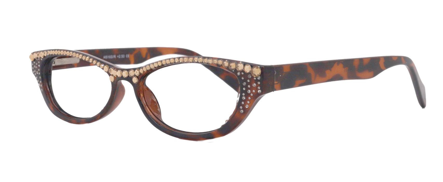 Bling Cat Eyes, Women Reading Glasses Adorned W Light Colorado Genuine European Crystals ( Brown) Frame, NY Fifth Avenue.