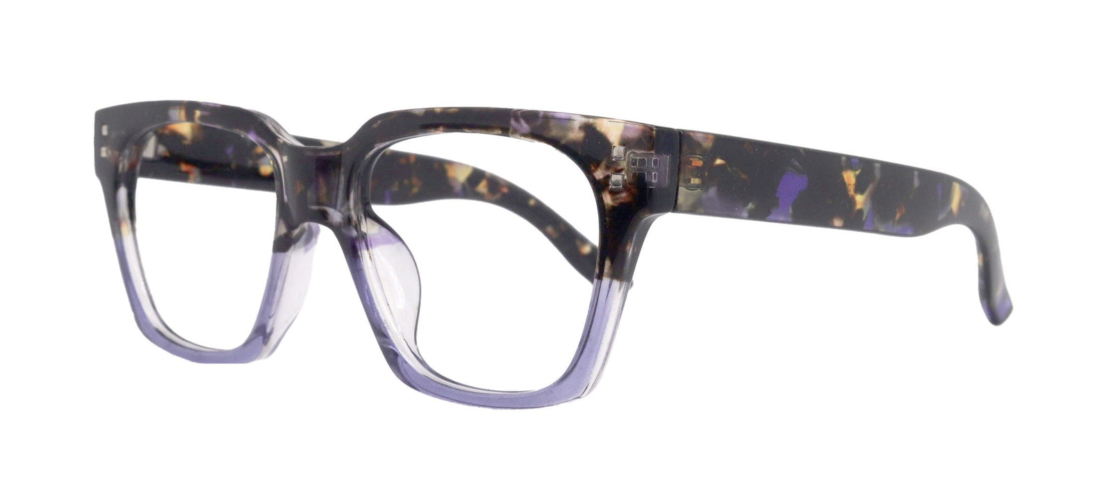Bifocal Premium Reading Glasses, High End Readers +1.25 to +3.50 Magnifying, Fashion Square (Purple Black Tortoise) NY Fifth Avenue