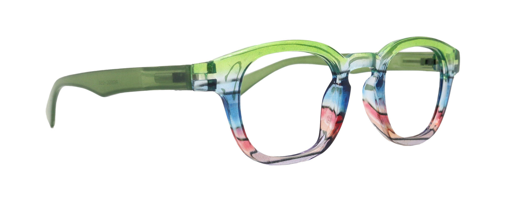 Premium Reading Glasses High End Readers +1.25 .. +4.00 (Green Transparent) Round Optical Frames. NY Fifth Avenue.