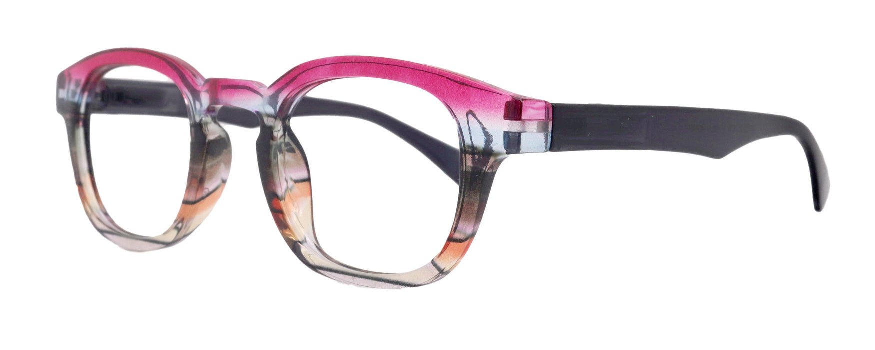 Premium Reading Glasses High End Readers +1.25 .. +4.00 (Rose, Brown Transparent) Round Optical Frames. NY Fifth Avenue.