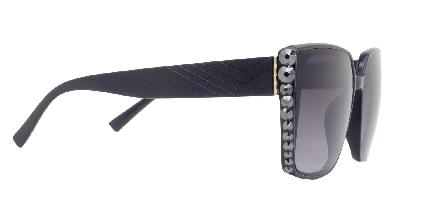Bling Women Sunglasses Hematite Genuine European Crystals, 100% UV Protection. NY Fifth Avenue