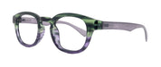Premium Reading Glasses High End Readers +1.25 .. +4.00 (Purple, Green Transparent) Round Optical Frames. NY Fifth Avenue.