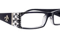 The French, (Bling) (Fleur De Lis) Women Reading Glasses W (Clear, Hematite) Genuine European Crystals (Black) Frame NY Fifth Avenue