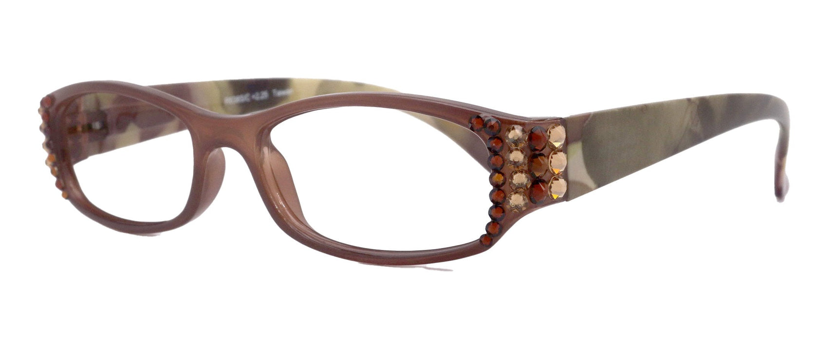 Rosie Bling Reading Glasses Women W (Light Colorado and Copper) Genuine European Crystals (Brown) NY Fifth Avenue