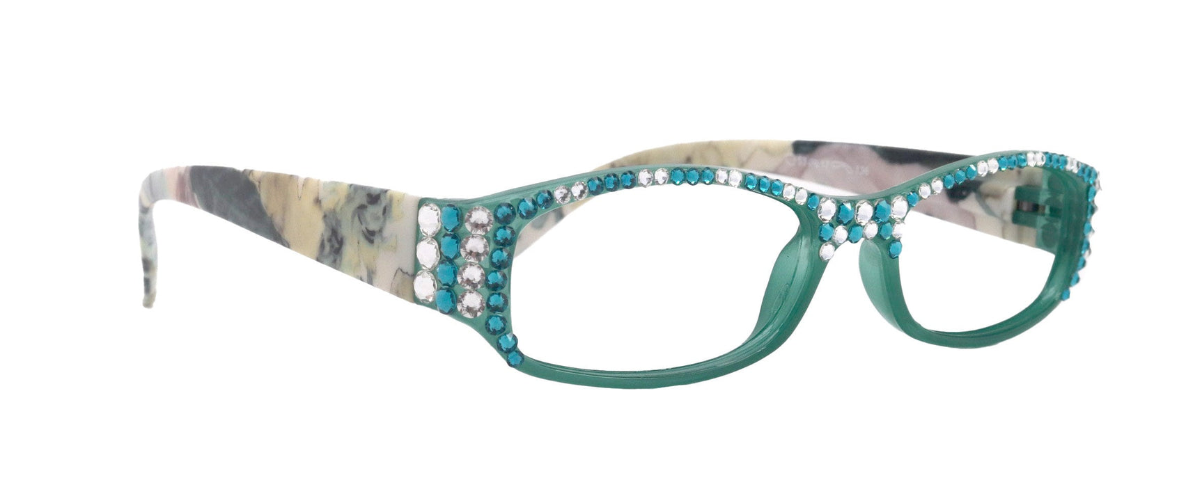 Rosie Bling Reading Glasses Women W (Clear N AB) Genuine European Crystals (Turquoise / Green) NY Fifth Avenue