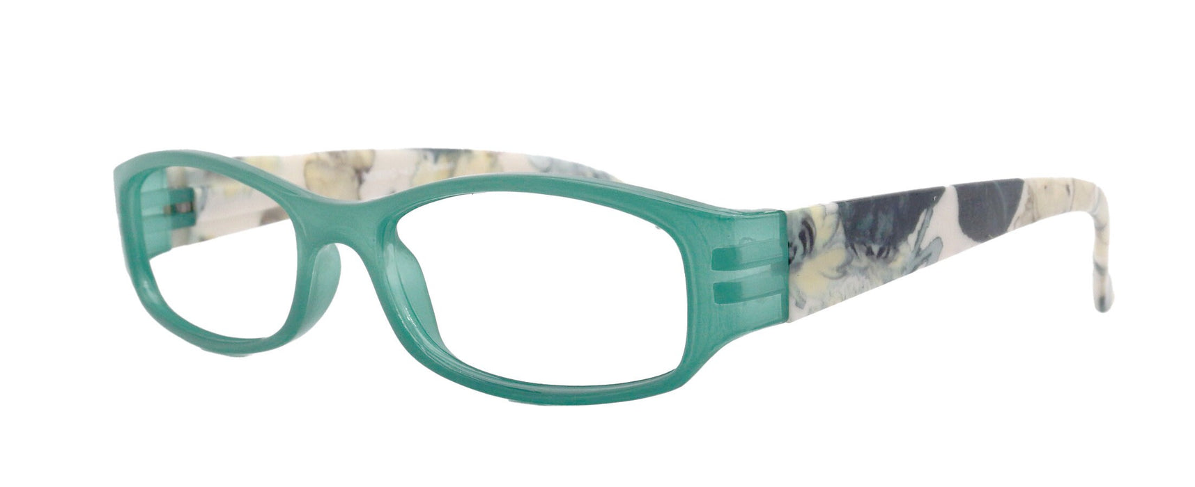 Rosie Premium Reading Glasses, Fashion Reader (Flower Turquoise / Green) Print, Oval Shape +4 High Magnification, NY Fifth Avenue
