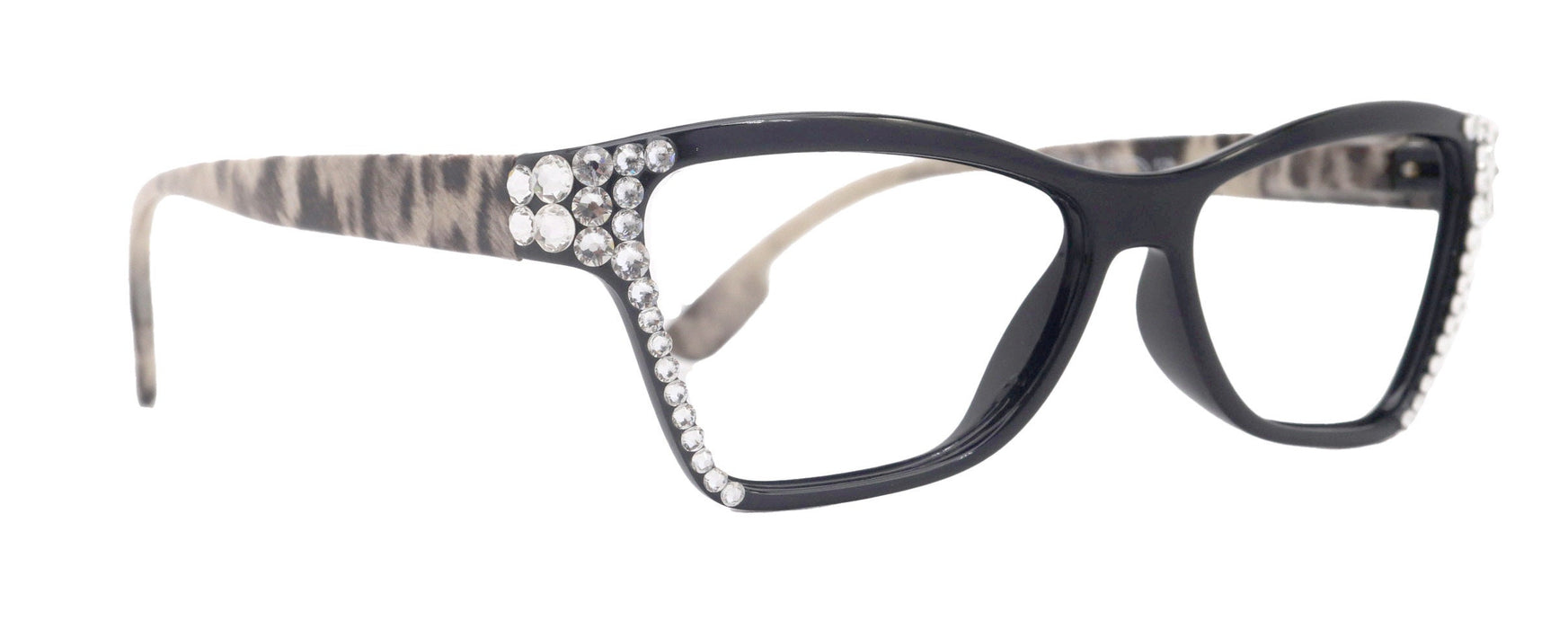 Avian, (Bling) Women Reading Glasses w (Clear) Genuine European Crystals, Magnifying Cat Eye (Black) NY Fifth Avenue