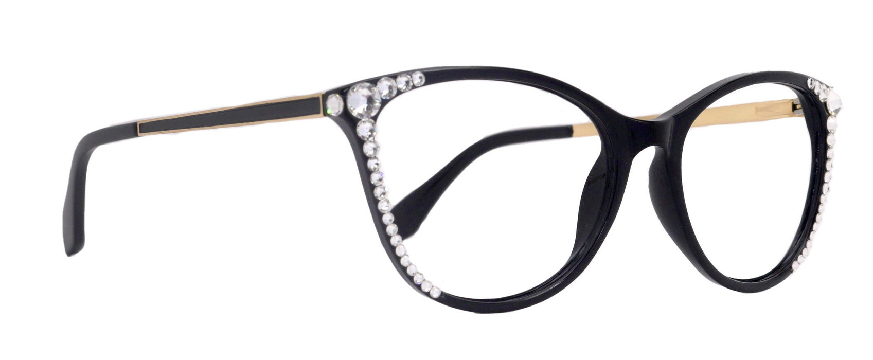 Cattitude Bling Reading Glasses 4 Women W Clear Genuine European Crystals, Magnifying Cat Eye NY Fifth Avenue