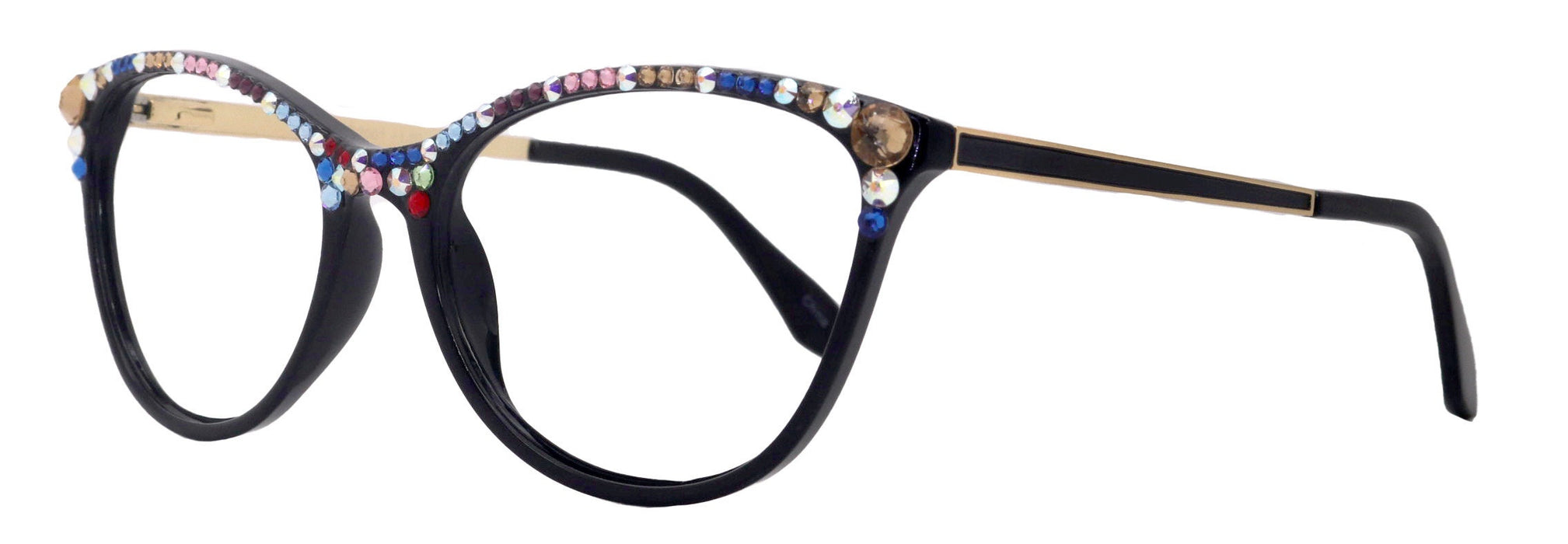 Cattitude Bling Reading Glasses 4 Women W Multi Color Genuine European Crystals, Magnifying Cat Eye NY Fifth Avenue