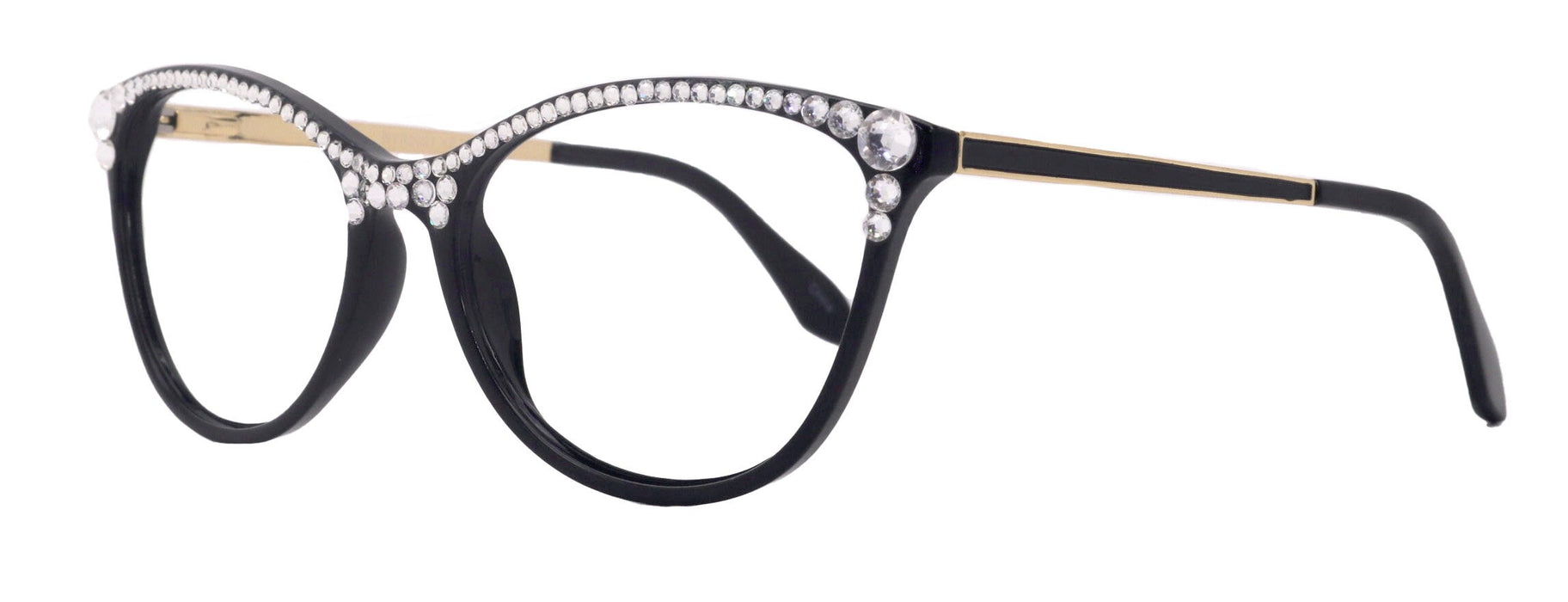 Cattitude Bling Reading Glasses 4 Women W Clear on Top Genuine European Crystals, Magnifying Cat Eye NY Fifth Avenue